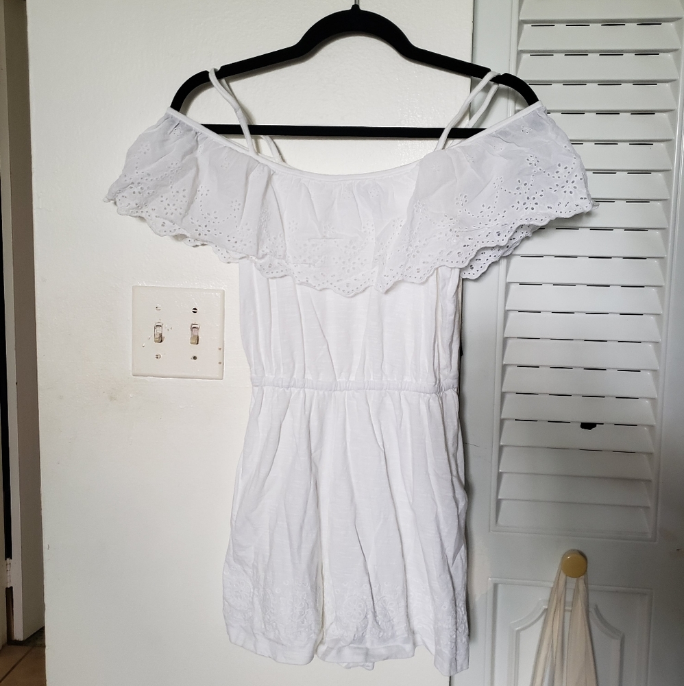 TOPSHOP White Semi-Off the Shoulders Romper